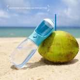 2-in-1 Pet Water Bottle & Food Container – Choose Your Size: 10oz or 19oz Portable Dispenser with Carbon Filter